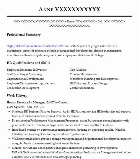 Sr Manager Human Resource Manager Resume Example