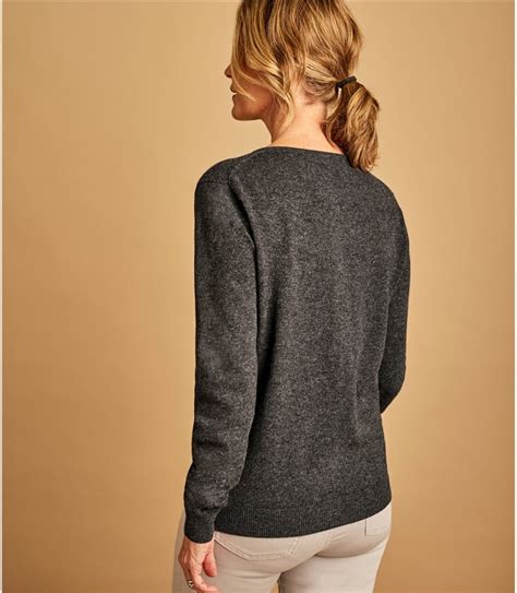 Dark Charcoal Cashmere Merino Crew Neck Cardigan Woolovers Us