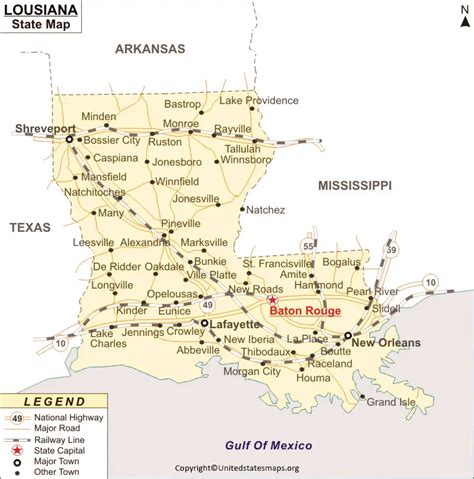 Labeled Louisiana Map With Capital And Cities In Pdf