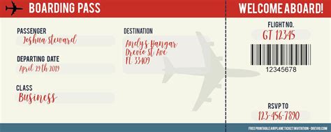 FREE Airplane Ticket Birthday Invitation Templates | Ticket invitation ...