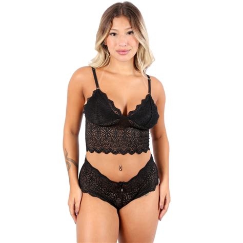 Conjunto Lingerie Renda Sem Bojo Espera Marido Luxo Sensual Lingerie