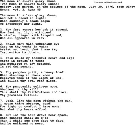 Old English Song Lyrics For The Moon In Silver Glory Shone With PDF