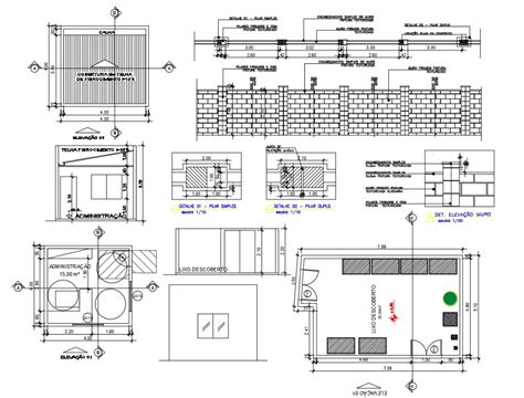 Guard Room Plan And Elevation Design With Boundary Wall Structural View