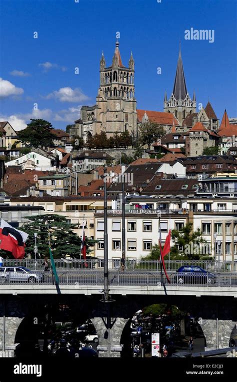 Suiza En El Cant N De Vaud Lausana Centro De La Ciudad La Catedral