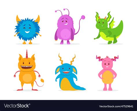 Cute Funny Monsters Set Royalty Free Vector Image