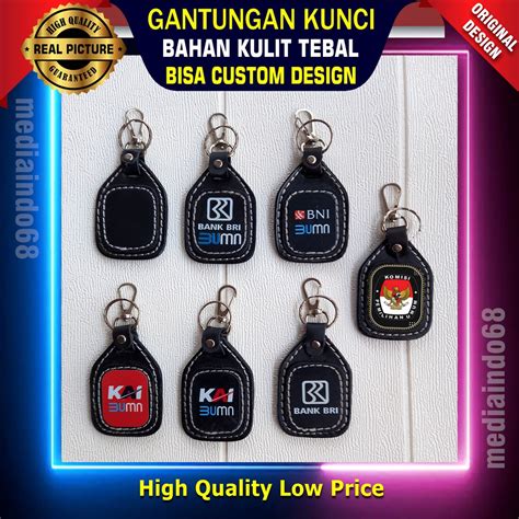 Jual Gantungan Kunci Bahan Kulit Kalep Bisa Custom Cetak Logo Gambar