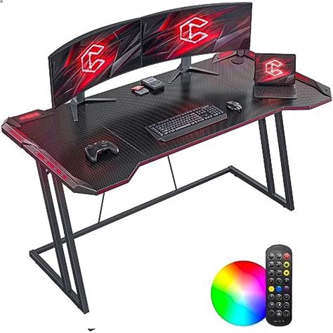 HLONONE 120 X 60cm Gaming Tisch Gaming Schreibtisch Mit LED PC Tisch