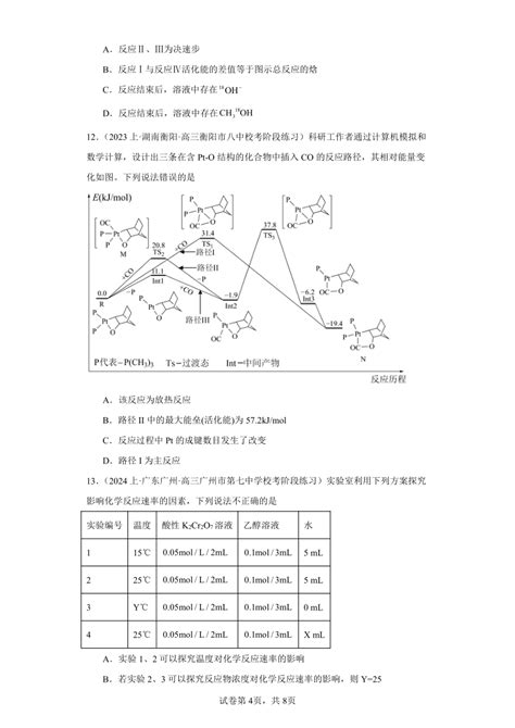 2023届高三化学一轮专题训练—化学反应速率（含解析） 21世纪教育网