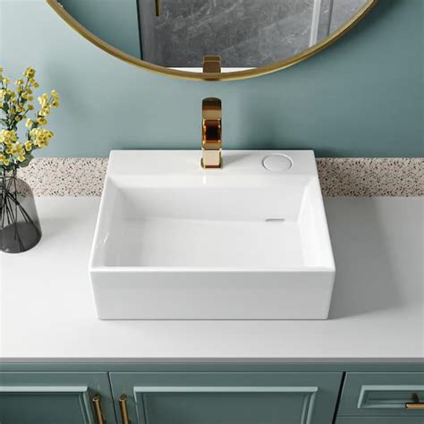 Deervalley Apex White Ceramic Rectangular Vessel Bathroom Sink Not