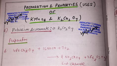 Preparation Properties And Uses Of Kmno₄ And K2cr2o7 Youtube