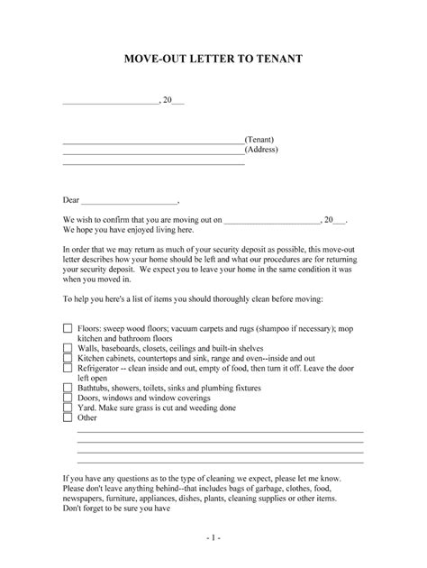 Move Out Letter To Tenant Form Fill Out And Sign Printable Pdf Template Airslate Signnow