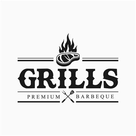 Steak House Barbecue Restaurant Logo Poster Bbq Trendy Logo With Barbecue Grill Spatula And