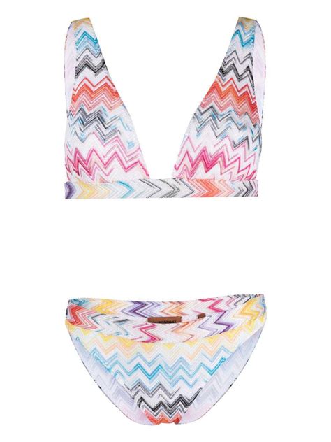 Missoni Signature Zig Zag Woven Bikini White Editorialist