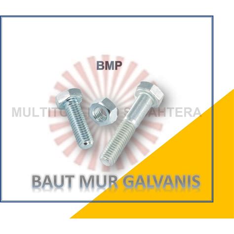 Jual BMP M10 BAUT MUR PUTIH BESI GALVANIS M10 KUNCI 17 HEX BOLT STEEL