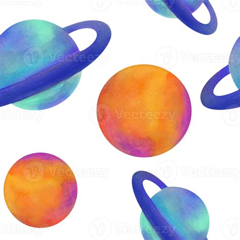 Solar system seamless pattern. watercolor planets art background ...