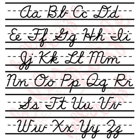 Alphabet Cursive Letters Chart SVG File for Cricut, Silhouette ABC ...