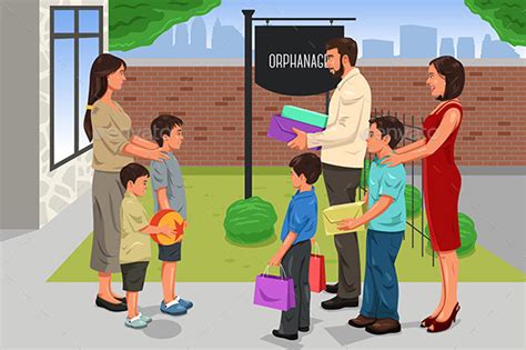 Family Giving Donation to the Orphanage by artisticco | GraphicRiver