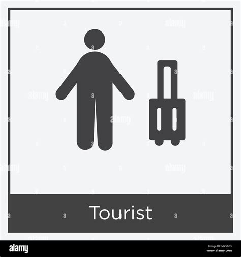 Tourist icon isolated on white background with gray frame, sign and ...