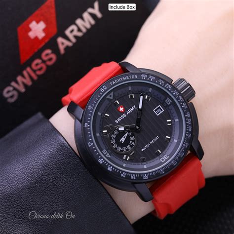 Swiss Army Jam Tangan Pria Dewasa Anti Air Tali Karet Bintik Exclusive