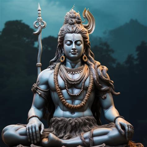 premium photo shiva hindu god sculpture  meditation   forest