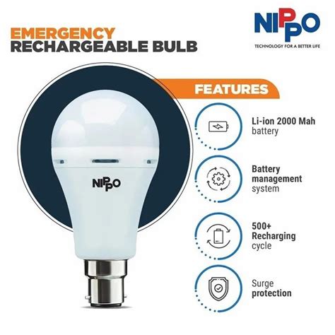 Cool White Nippo W Emergency Rechargeable Led Bulb At Rs Piece In