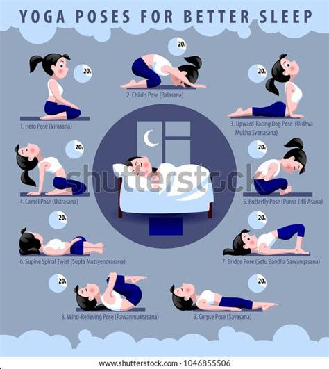 Yoga Poses Better Sleep Fitness Exercises Stock Vector Royalty Free 1046855506 Shutterstock