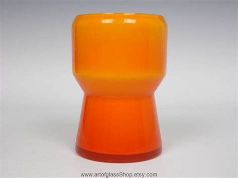 Alsterfors Vintage Orange Cased Glass Vase Etsy Glass Vase Vase Glass