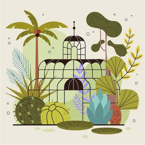 手描きの植物園のイラスト 無料のベクター