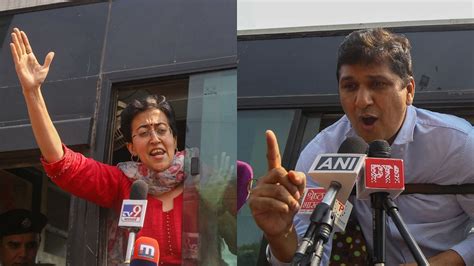 Delhi Police Detain Atishi Saurabh Bharadwaj As AAP Protests Against