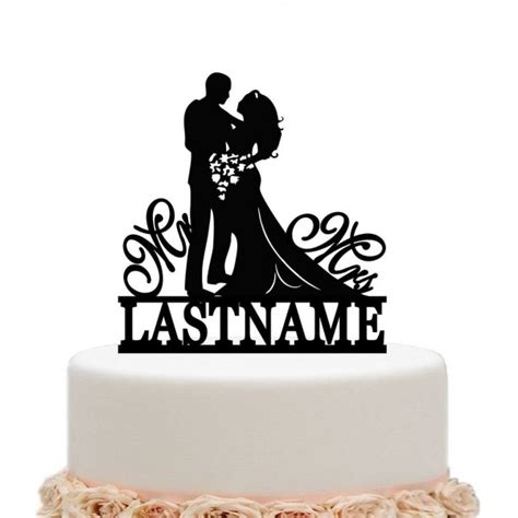 Personalized Wedding Cake Topper Funny Bride Groom Decoration (Black ...