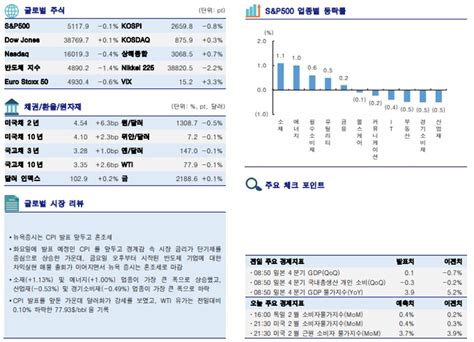 글로벌 증시요약 뉴욕증시 Cpi발표 앞두고 혼조세 이투데이