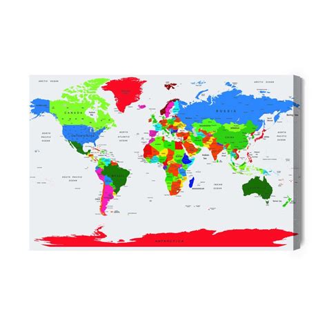 Obraz Na Płótnie Kolorowa Mapa Polityczna Świata 40x30 Inna marka