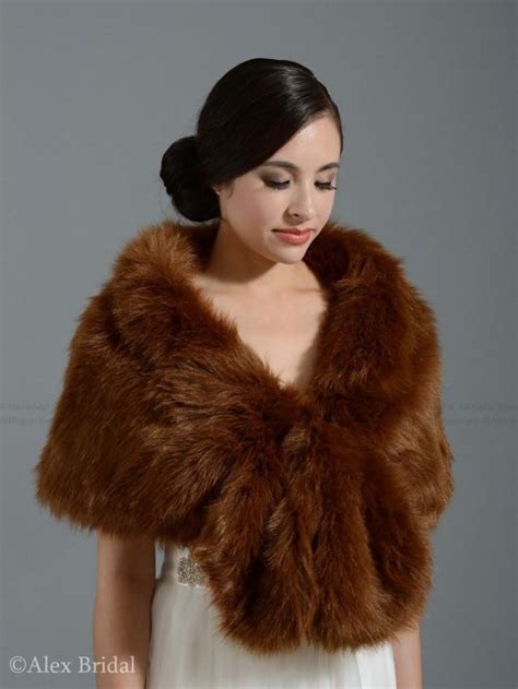 Brown Faux Fur Bridal Wrap Shrug Stole Shawl Cape A001 2453256 Weddbook