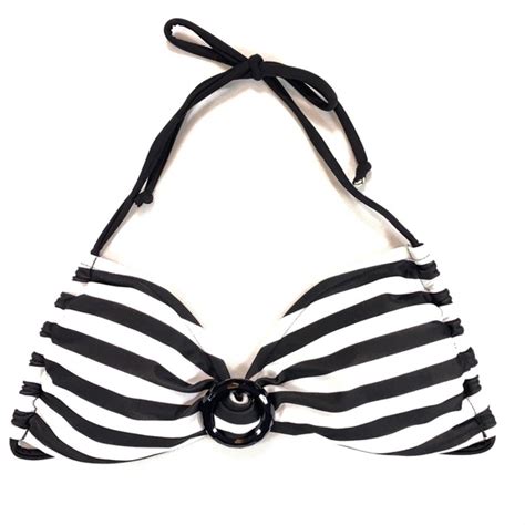 Xhilaration Swim Nwot Xhilaration Black White Stripe Bikini Top M