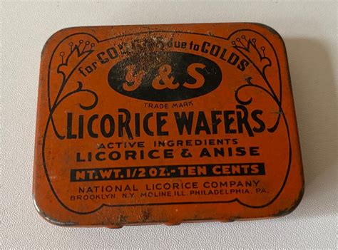 Y And S Licorice Wafers For Coughs And Colds Antique Vintage Medical Tin