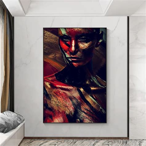 สดำแอฟรกน Nude Camouflage ผหญงภาพเขยนสนำมนบนผนผาใบโปสเตอรและพมพสแกนดเนเวยนศลปะ