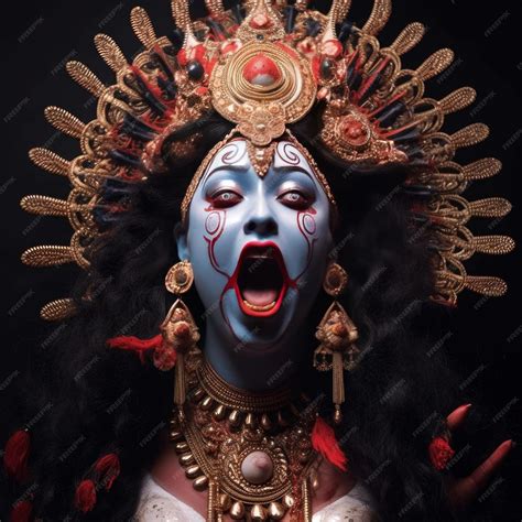 Premium Photo Portrait Of Goddess Maa Kali Screaming Generative Ai