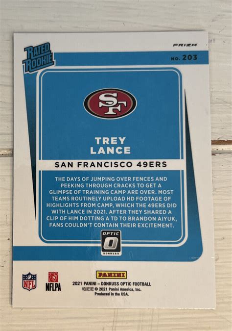 Donruss Optic Nfl Trey Lance Rated Rookie Blue Hyper Prizm