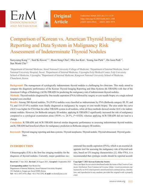 Pdf Comparison Of Korean Vs American Thyroid Imaging Reporting And