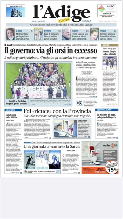 Edicola Prima Pagina Oggi Quotidiano Ladige Il