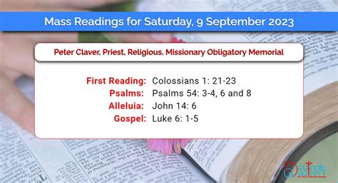 Daily Mass Readings For Saturday September Catholic Gallery