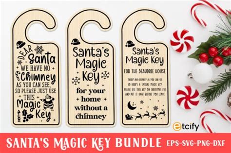 Santa Magic Key Door Hanger Svg Bundle Graphic By Etcify · Creative Fabrica