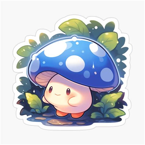 Cute Kawaii Blue Mushroom in the Warm Autumn Rain by CozyKawaiiArt ...