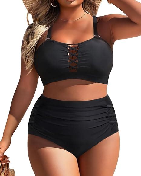 Amazon Daci Women Plus Size Two Piece Swimsuit High Waisted Bikini Tummy Control Bathing