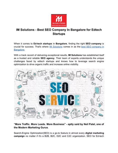 PPT IM Solutions Best SEO Company In Bangalore For Edtech Startups