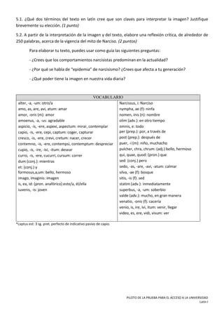 Examen de la nueva selectividad de Latín PDF