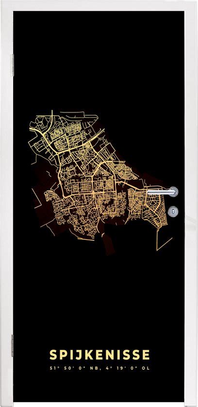 Deursticker Plattegrond Kaart Spijkenisse Stadskaart 90x215 Cm