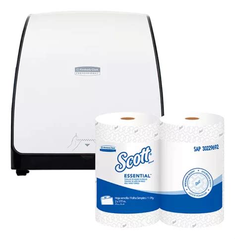 Combo Dispensador Toalla Papel Scott Rollos De M Env O Gratis