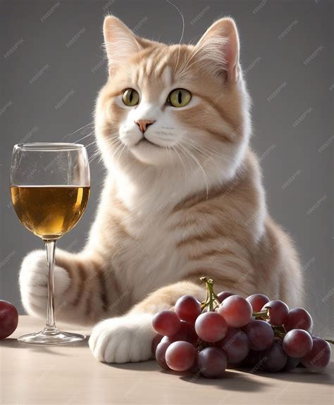 Premium Photo Elegant Cat Drinking Wine