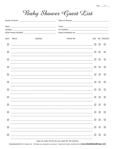 Baby-Shower-Guest-List-Template 2 - Baby Shower Guest List Guest of